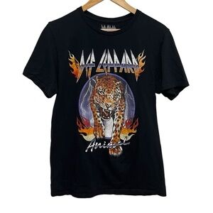 DEF LEPPARD Animal Black Cotton T Shirt Size Medium